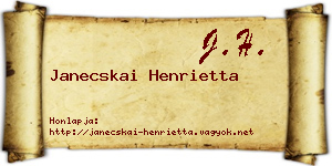 Janecskai Henrietta névjegykártya